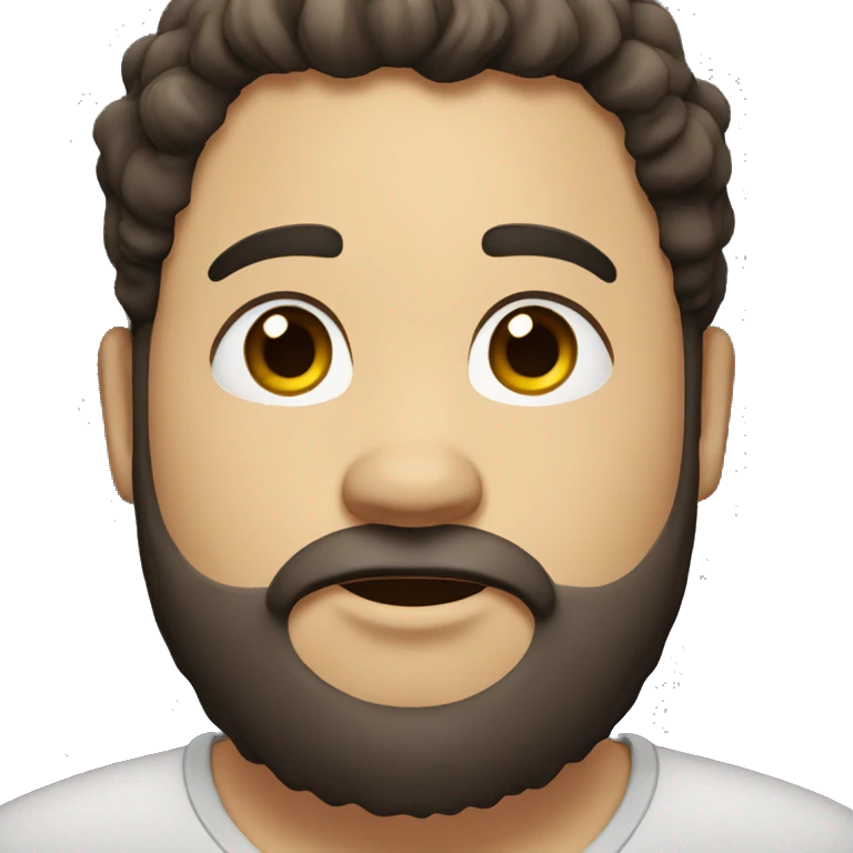 Chubby guy with dark wavy hair. Medium skin with beard emoji