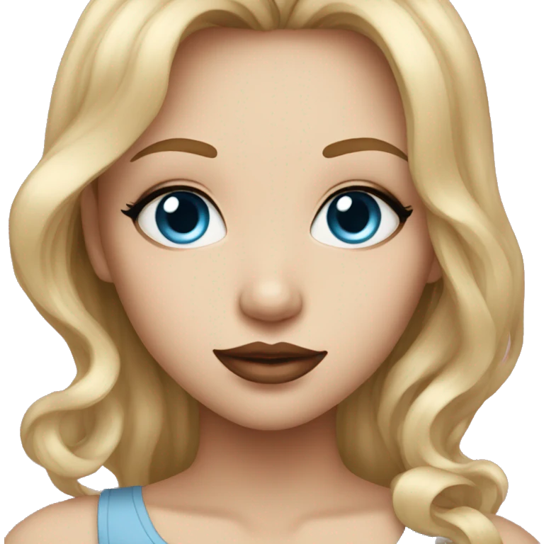 Girl with big lips blond hair Eyeliner and Piercing Blue eyes emoji