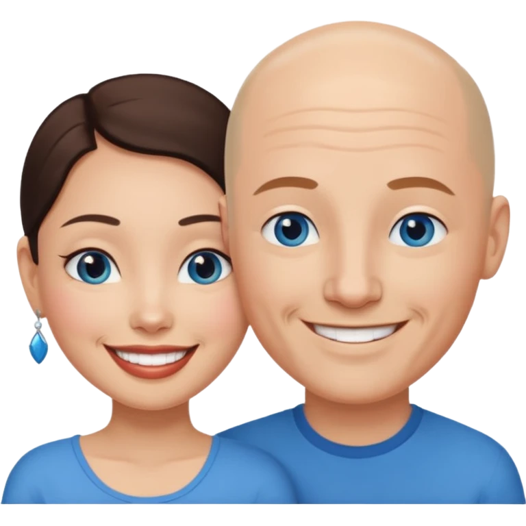 Bald white man blue eyes in love with Filipina woman emoji