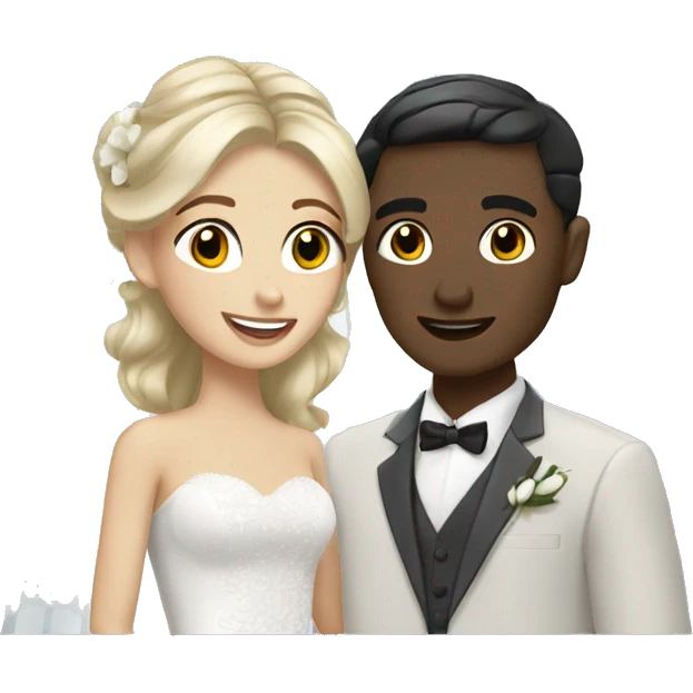 blonde bride and groom with gray-black and hair, Mediterranean skin emoji