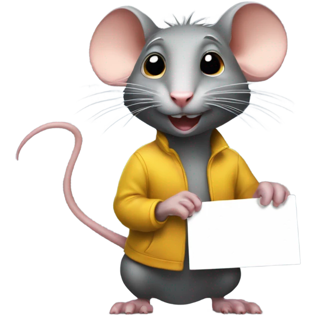 The rat looks to the left and hold a sign "ALINGHT" emoji