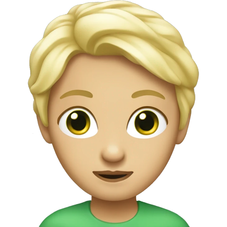 un adolecent blond avec des yeux vert emoji