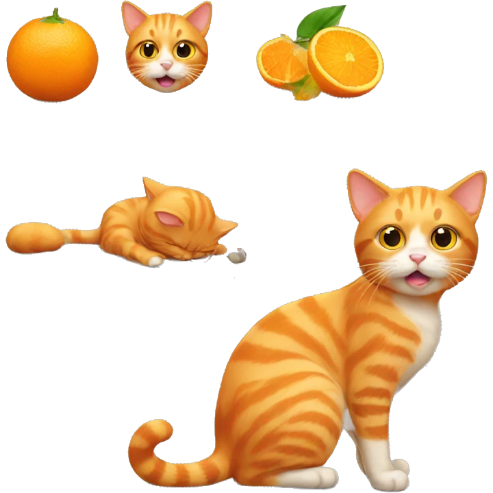 orange cat with mouse  emoji