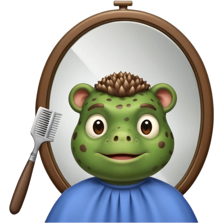 Bufo getting a haircut at the barber  emoji