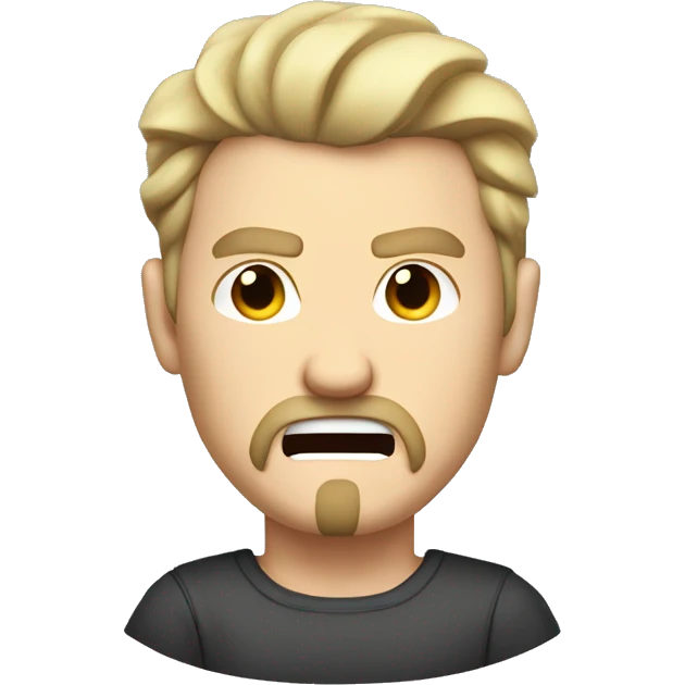 White blonde guy with waves dark blonde hair with a goatee is angry. Add steam from ears emoji