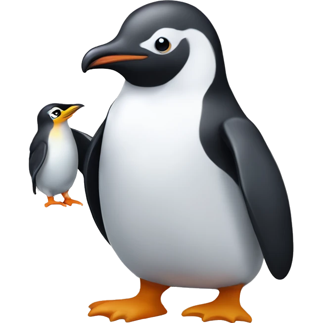 Penguin carrying a cockatiel emoji