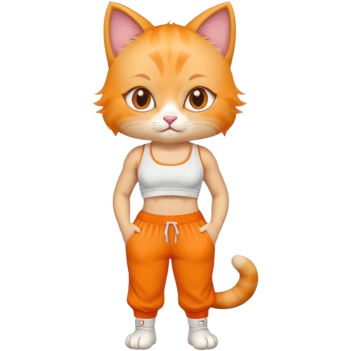 cute cat in sweatpants and crop top emoji