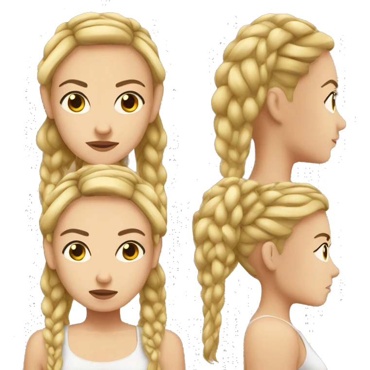Mean blonde girl with brunette braids emoji