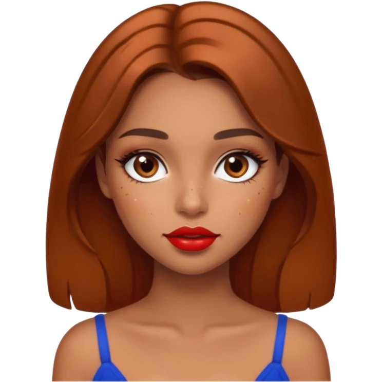 Pretty girl with caramel skin brown hair brown eyes and freckles. Wearing sexy makeup. emoji