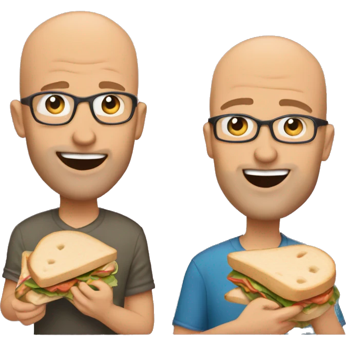 Podcaster duo Bald Move’s Jim and A.Ron eating sandwiches emoji
