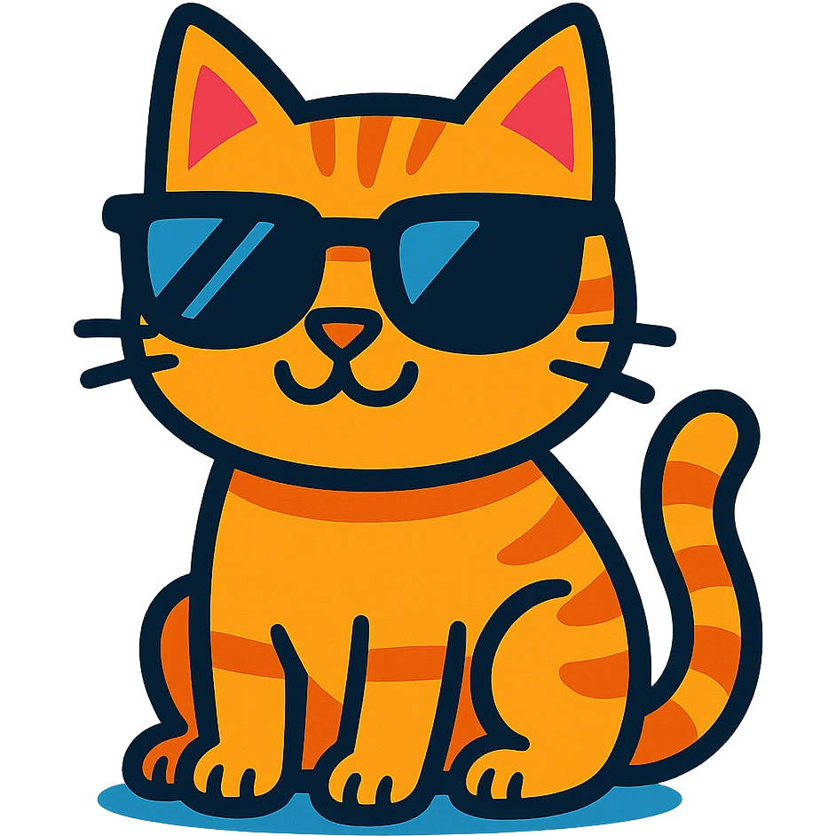 vibrant toon style cat wearing sunglasses emoji