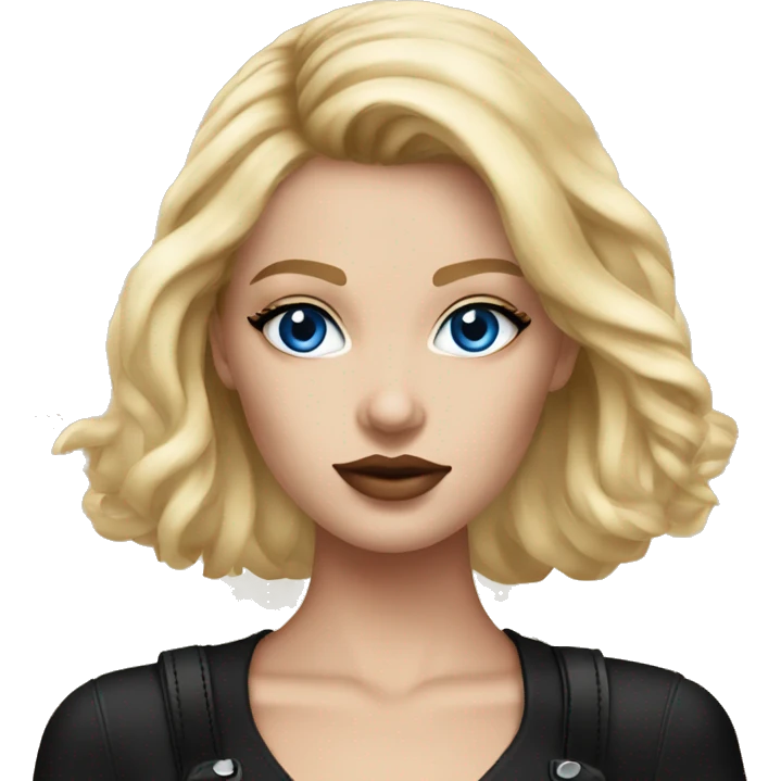 Blonde girl blue eyes Luis Vuitton bag short black tight dress emoji