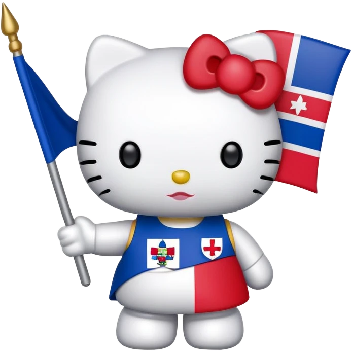 Hello kitty holding Dominican flag emoji