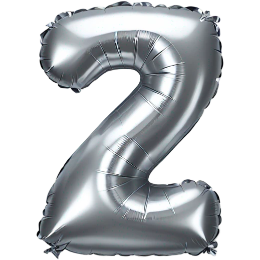 A tin foil balloon as the letter seven emoji