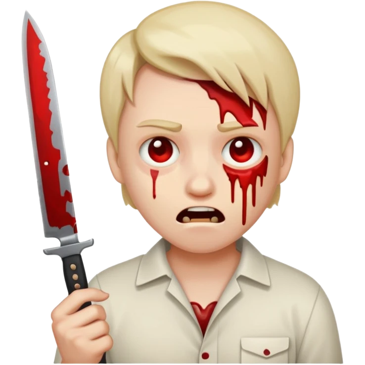 Insane scared injured person with a knife in the classic emoji style  emoji