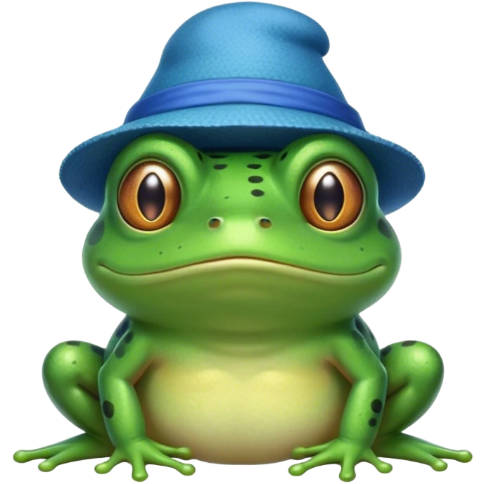 A frog frowning with a blue hat emoji