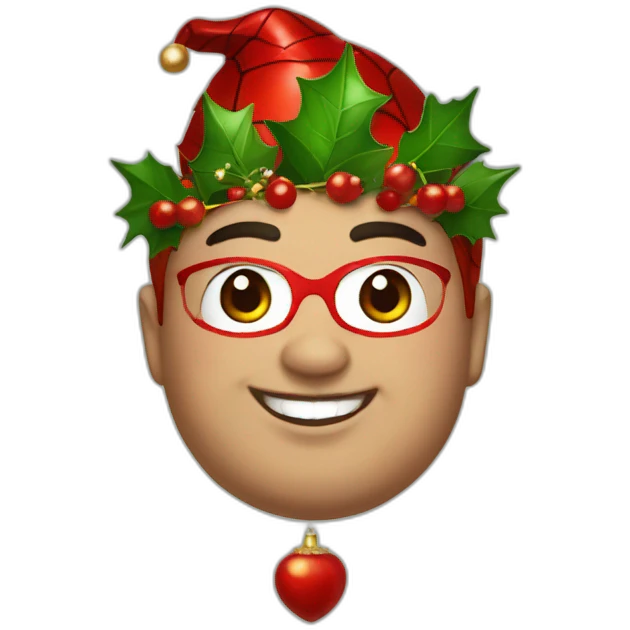 Fat spiderman with a festive holly crown emoji
