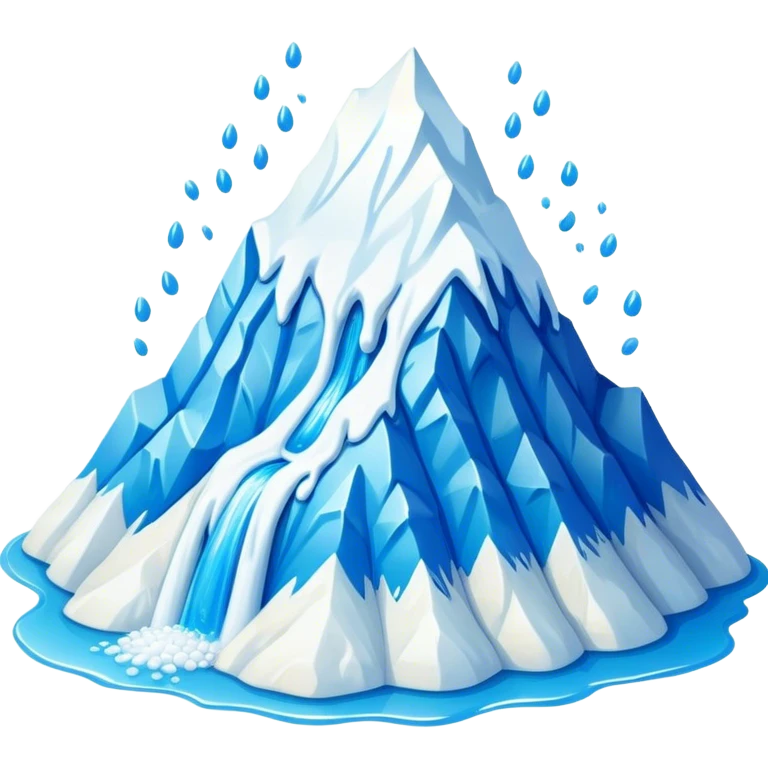 Mountain made of blue candy with white powder on top and soda river streaming down  emoji