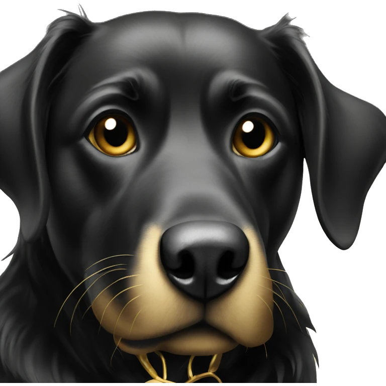 black dog with gold emoji