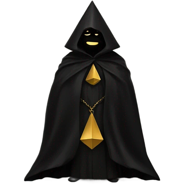 illuminati shadow figure standing in black cloak with gold pyramid on chest emoji