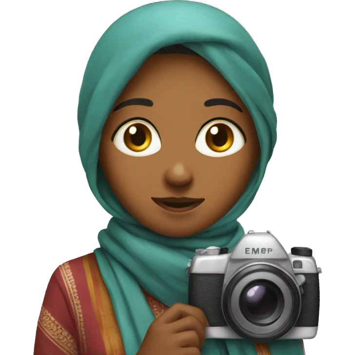 Indian girl with camera and scarf  emoji