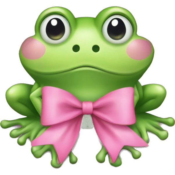 Light green Frog with a pink bow  emoji