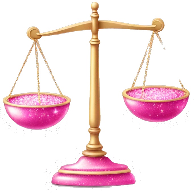 Pink balance scale with sparkles emoji