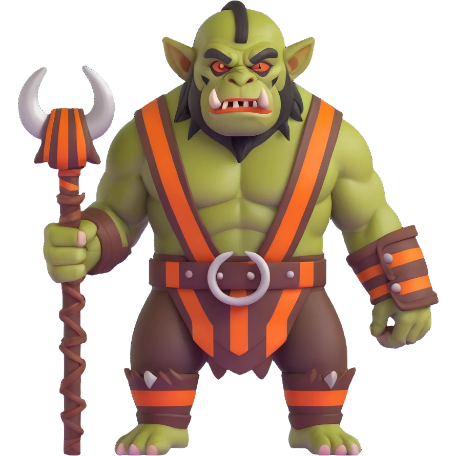 Tiger orc with tusks and orange stripes emoji