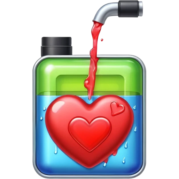 Filling a heart shaped battery with juice  emoji