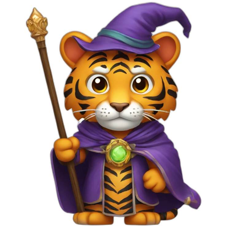stern tiger wizard with staff emoji