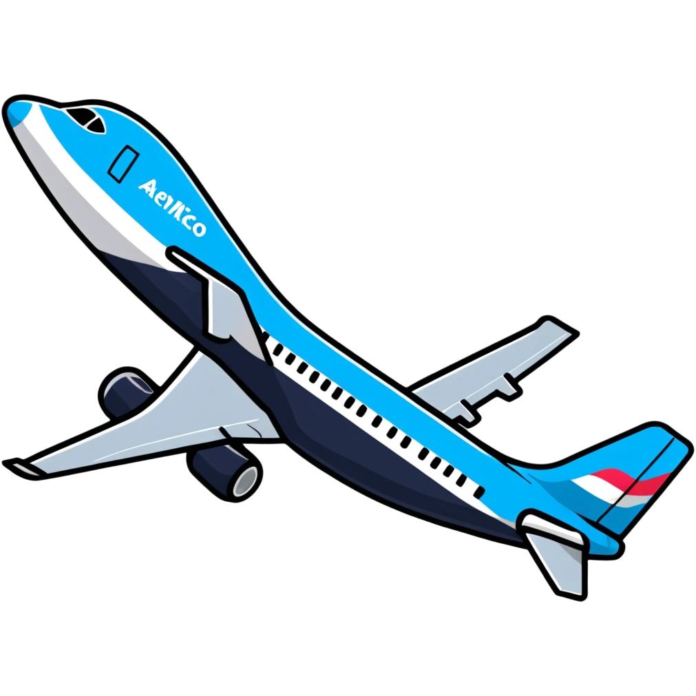 Aeromexico airplane with blue and silver colors emoji