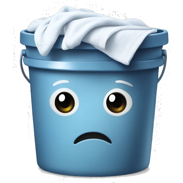 laundry bucket mascot with muscles  and looks cool emoji