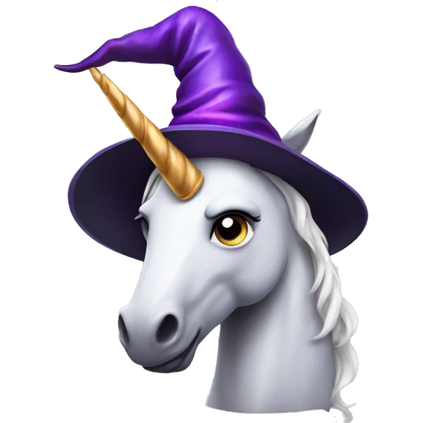 Unicorn in a witch hat emoji