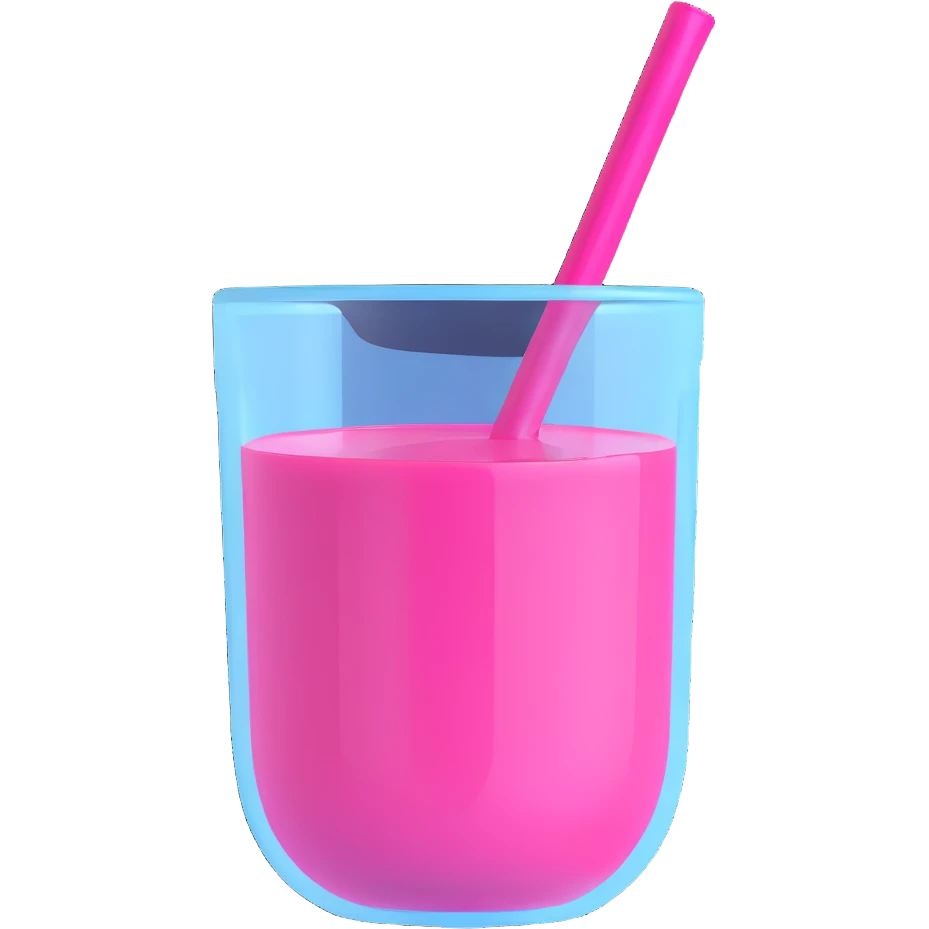 transparent clear glass cup filled with pink pre-workout liquid, visible pink liquid inside emoji