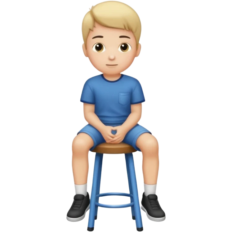 generate a pic from head a boy is sitting on a stool  emoji