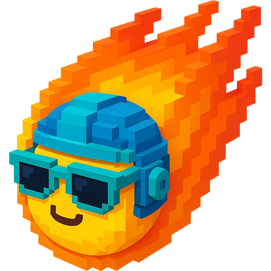 светящиеся комета в солнцезащитных очках и в шлеме, no background emoji