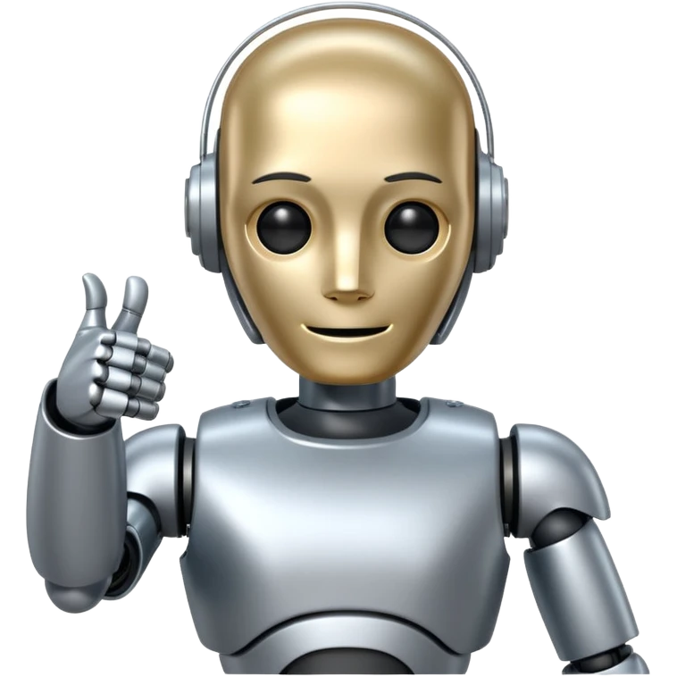 The ai robot shows Thumbs Up frontal  emoji