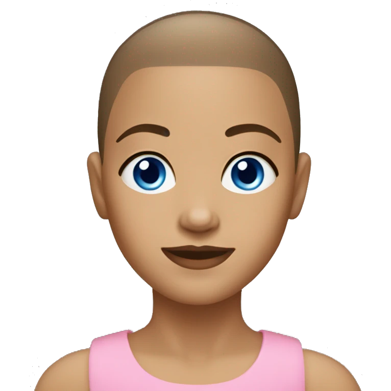 BLUE EYES BROWN BUZZ CUT LIGHT SKIN GIRL emoji