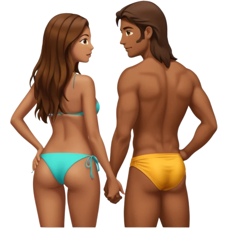 Homem olhando pra bunda de uma mulher emoji