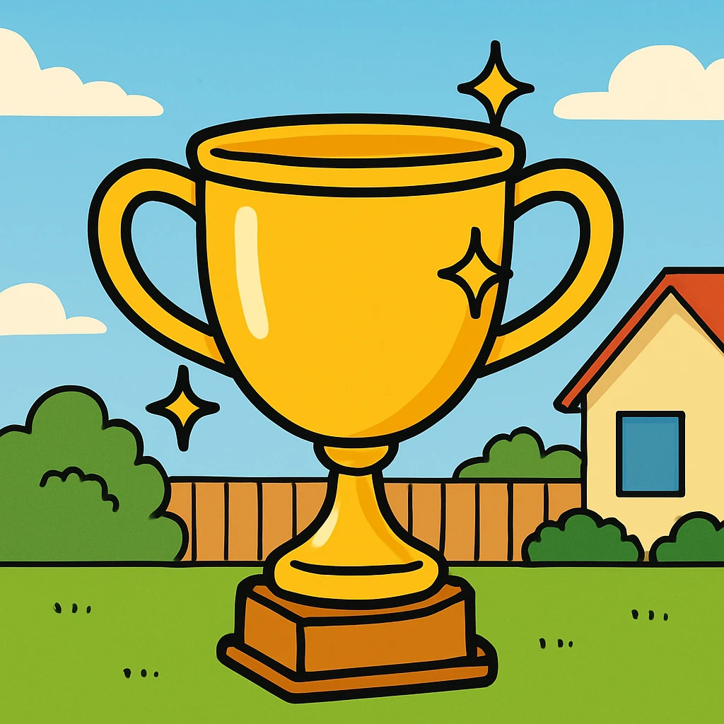 a golden trophy with sparkles emoji