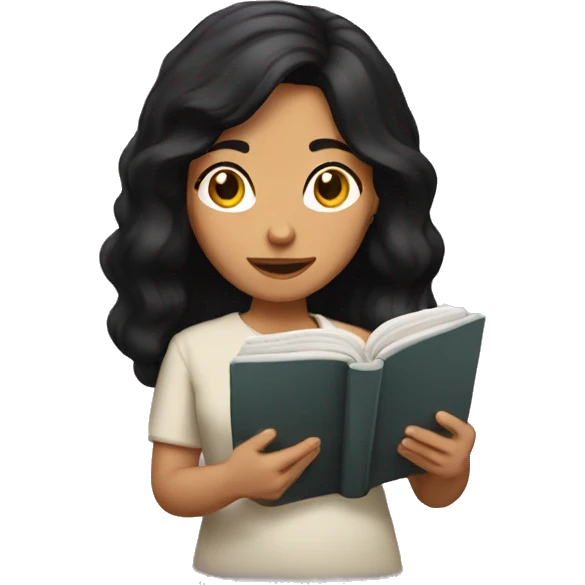 Hispanic female with black hair reading bible emoji