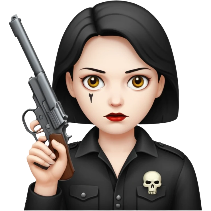 Una cara malvada con una pistolan emoji