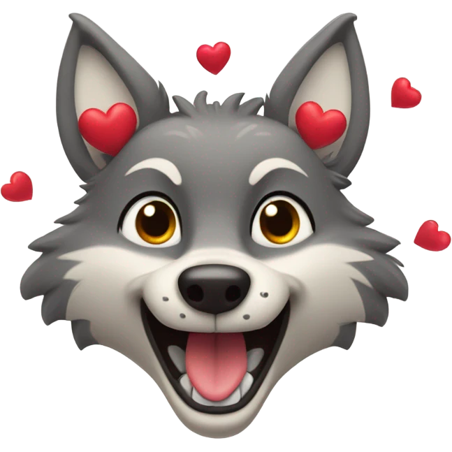 cartoon wolf with showing love and heart emoji
