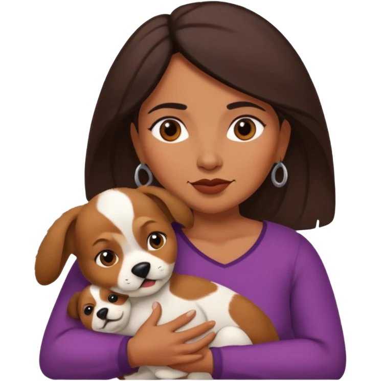 middle age mexican woman with puppy showing passion - strong and barely controllable emotion emoji