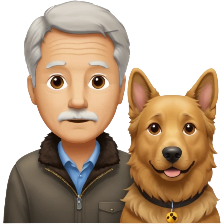 old man with old golden retriever. and lab german shepherd  emoji