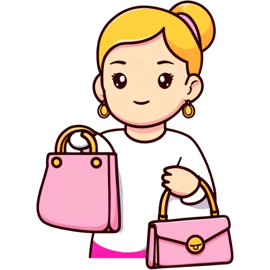 woman with gold earrings holding a pink purse emoji