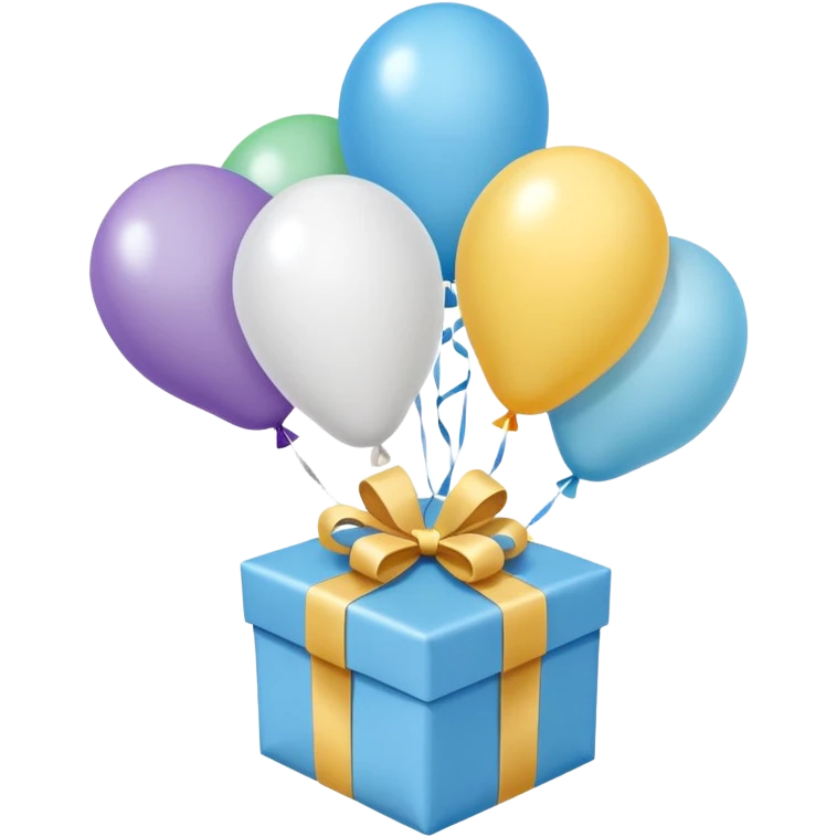 Please make light blue and white balloons too, make several and tie them to a gift emoji