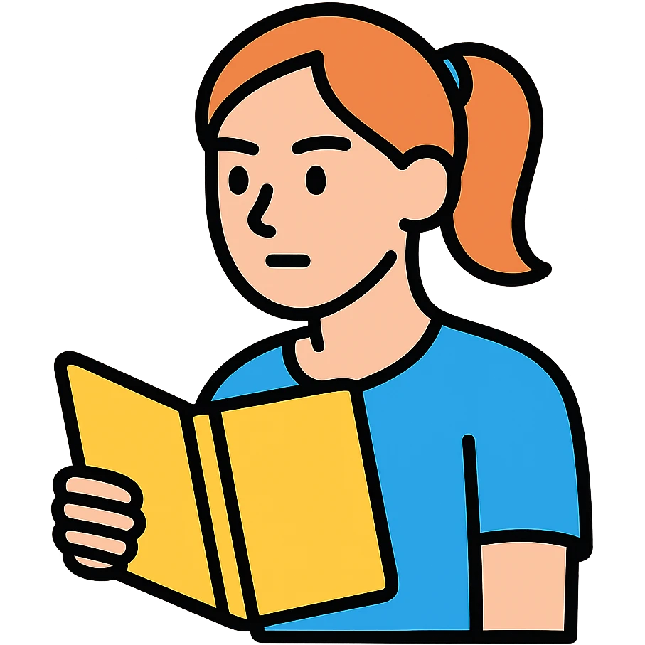 female student with notebook, attentively listening to a lecture, focused expression emoji