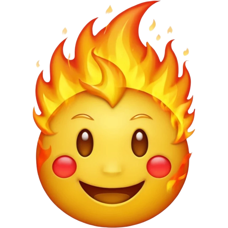 Do a very happy emoji with fire in its head emoji