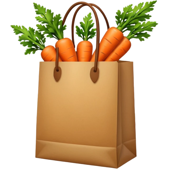 paper shopping bag with carrot. Transparent background emoji